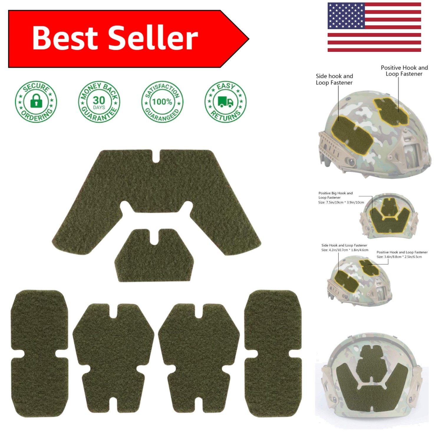 Customizable Hook & Loop Fastener Set for Tactical ACH/MICH Helmets | 6 Panels