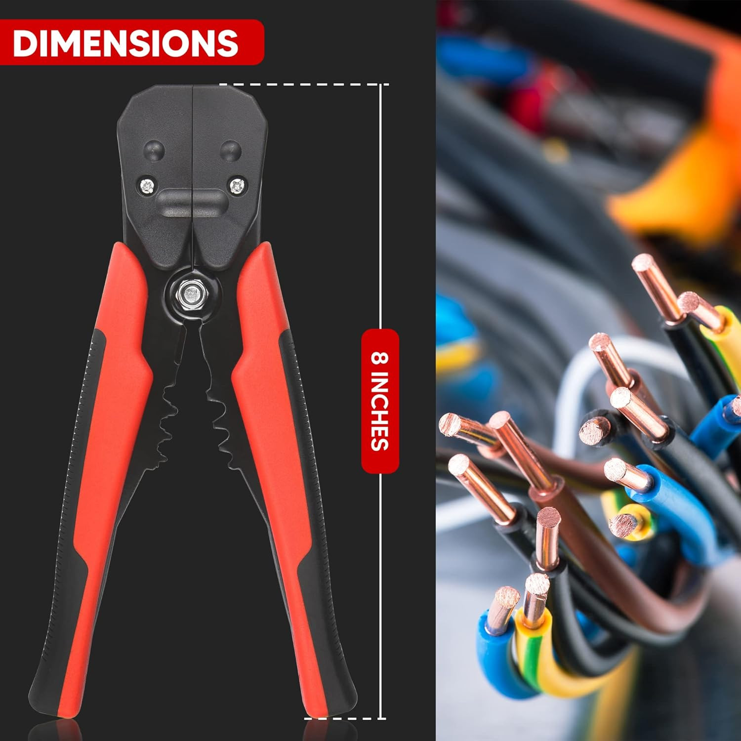 YIYITOOLS Wire Stripping Tool, Self-Adjusting 8-Inch Automatic Wire Stripper/Cut