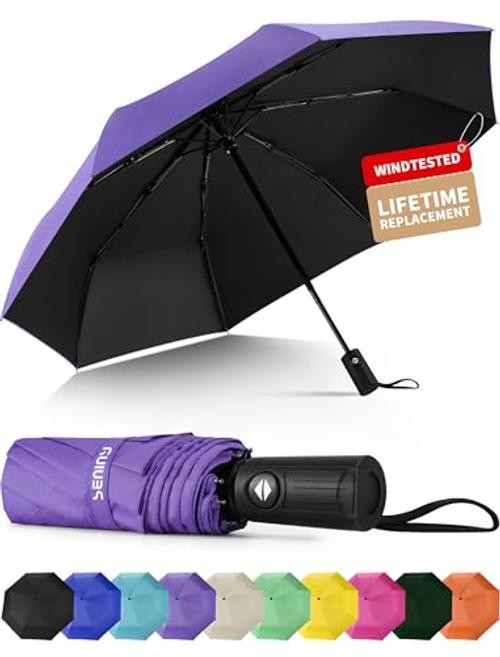 Windproof Travel Umbrella, Automatic Umbrellas for Rain, Portable & Compact