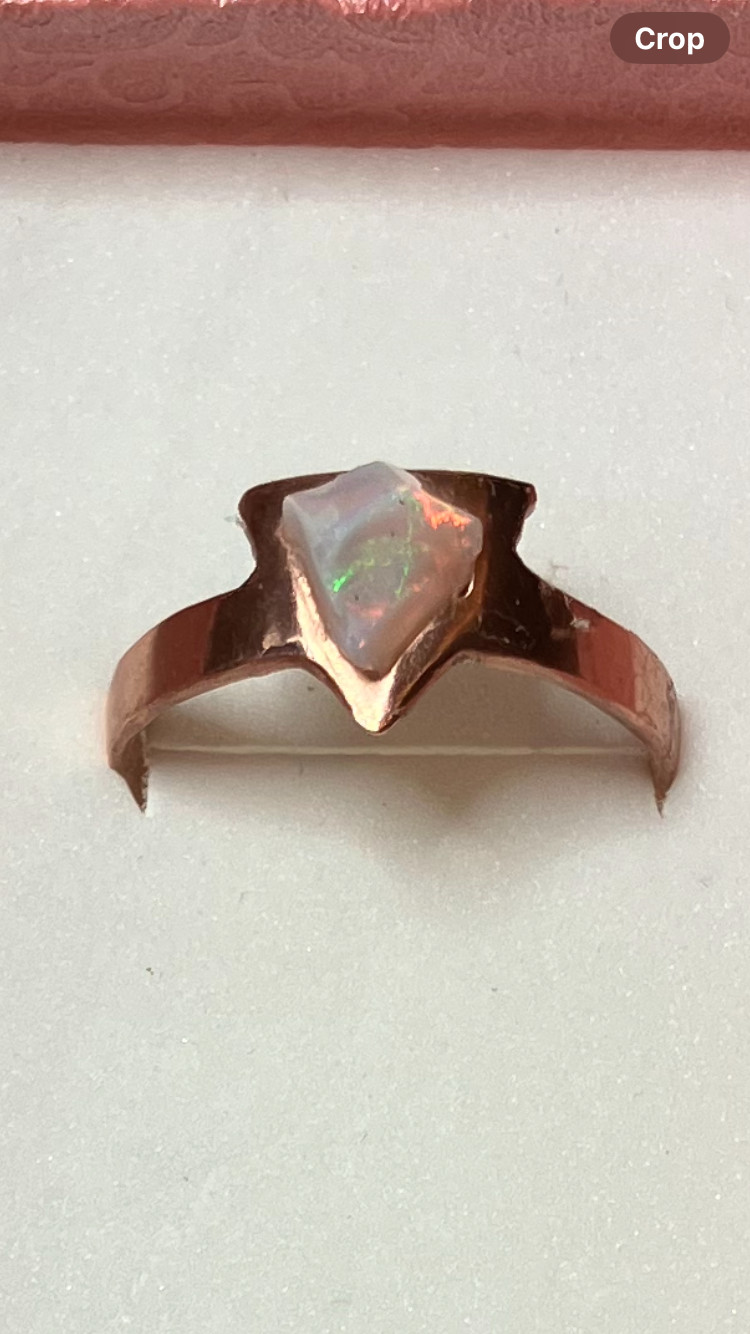 #242B- Hand-Crafted Size 9.5  Copper Ring with a 0.55ct Freeform Ethiopian Opal