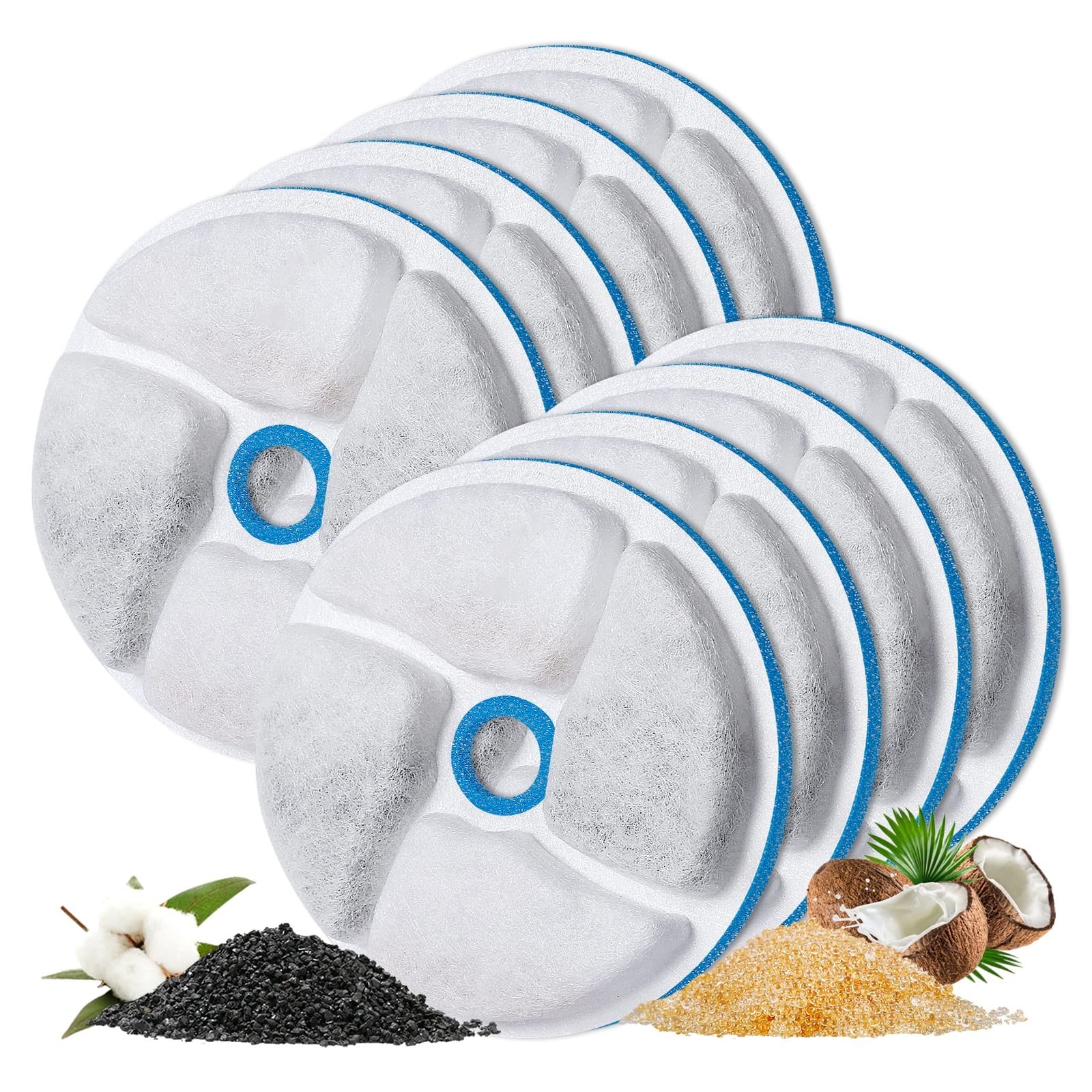 8+8 PACK Cat Water Fountain Filters, Replacement Filters for Automatic Pet Fo...