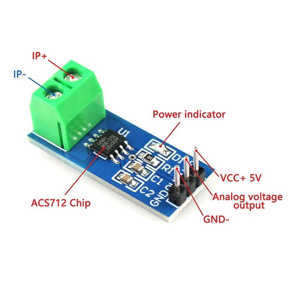 Versatile 30A Current and Voltage Sensor for Arduino - Ideal for DIY Electronics