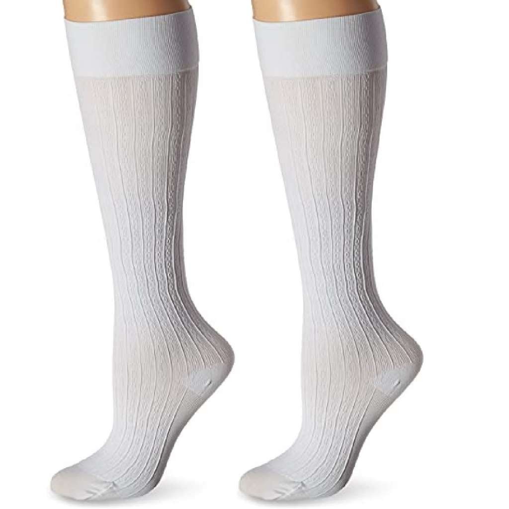 JOBST SoSoft Brocade Pattern Knee High Socks 8-15 mmHg (White) Medium