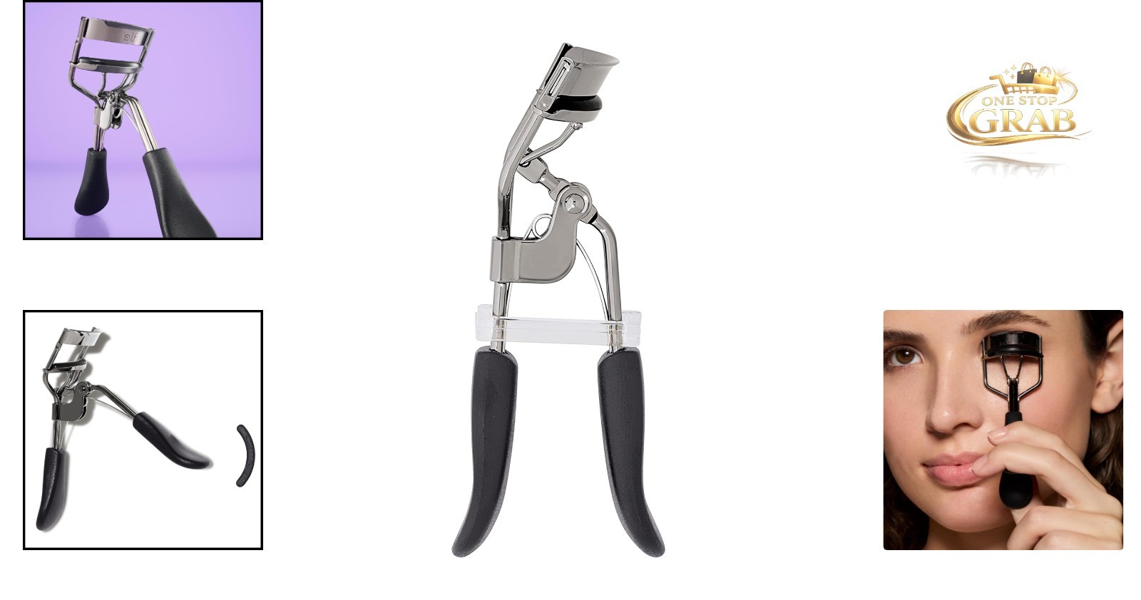 Pro Eyelash Curler Strong Contoured Lash Lifter Silver with Extra Pad