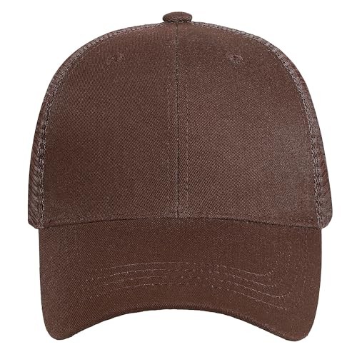 Trucker Hat Baseball Cap Structured Plain Design 6 Panel, One Size 1pk Brown