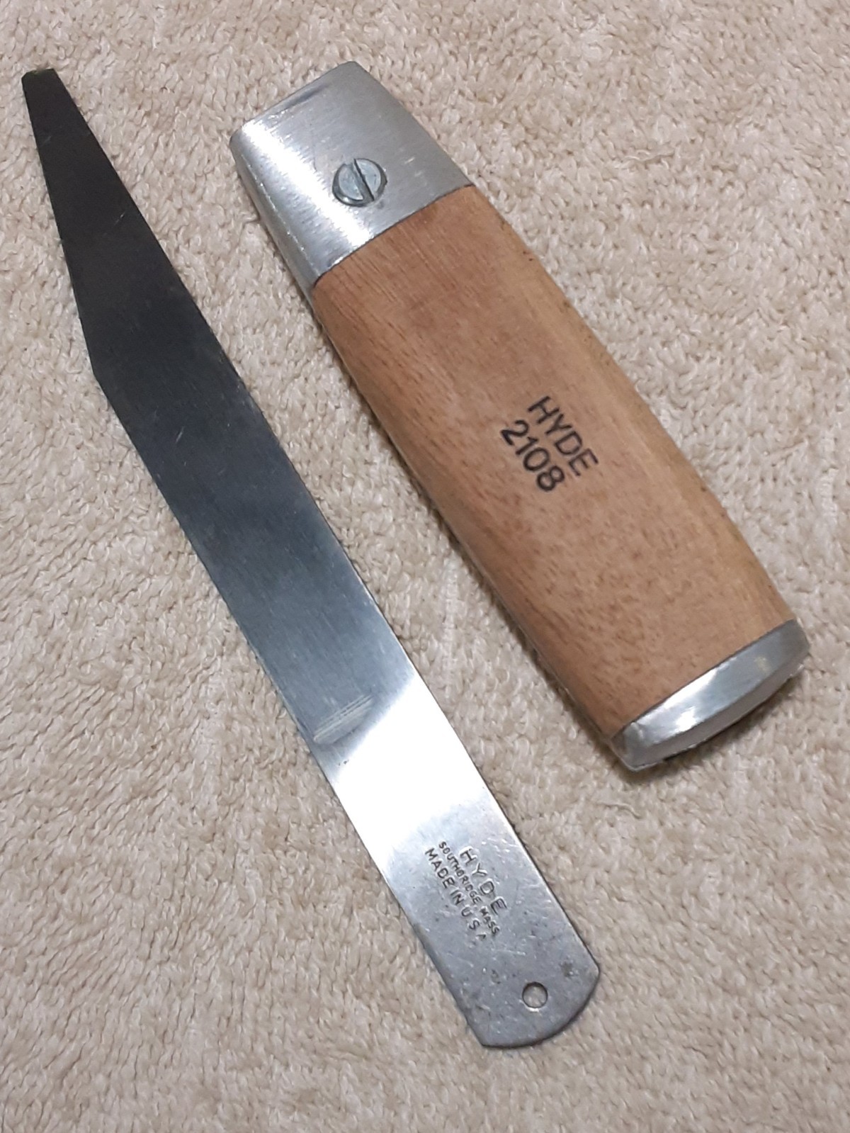 VINTAGE NEW OLD STOCK HYDE 2108 WOOD & ALUMINUM MILLING KNIFE HANDLE & BLADE
