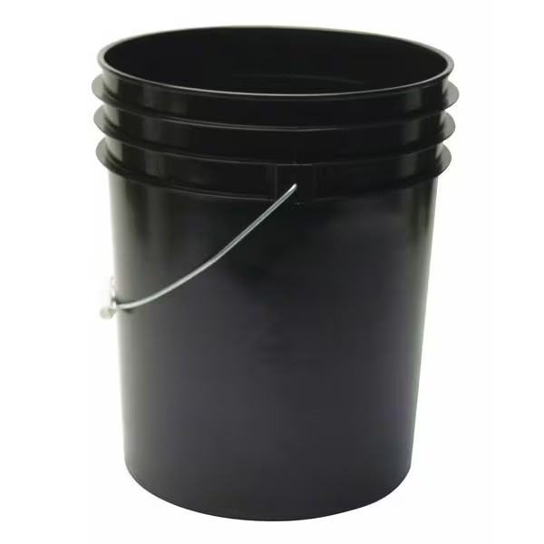 Manufacturer Varies 5 gal Open Head Pail, 12-3/8 in Dia, 14-3/4 in H, Black,