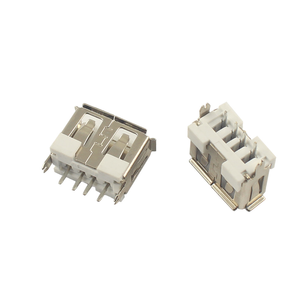 10Pcs New USB 2.0 Female Type A 4 Pin PCB Connector 180 Degree DIY
