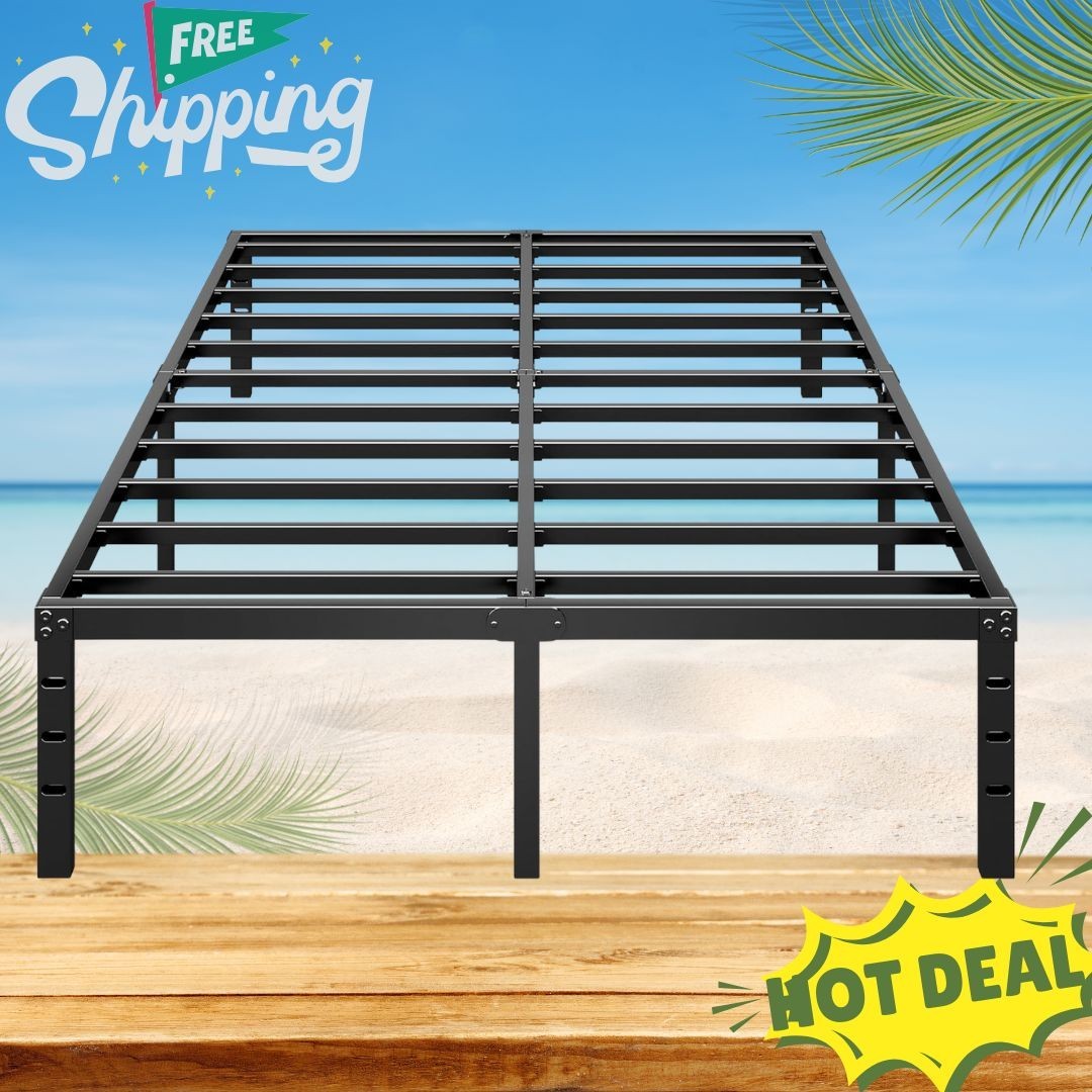 Queen Size Metal Platform Bed Frame 18 Inch Tall No Box Spring Needed Heavy Duty