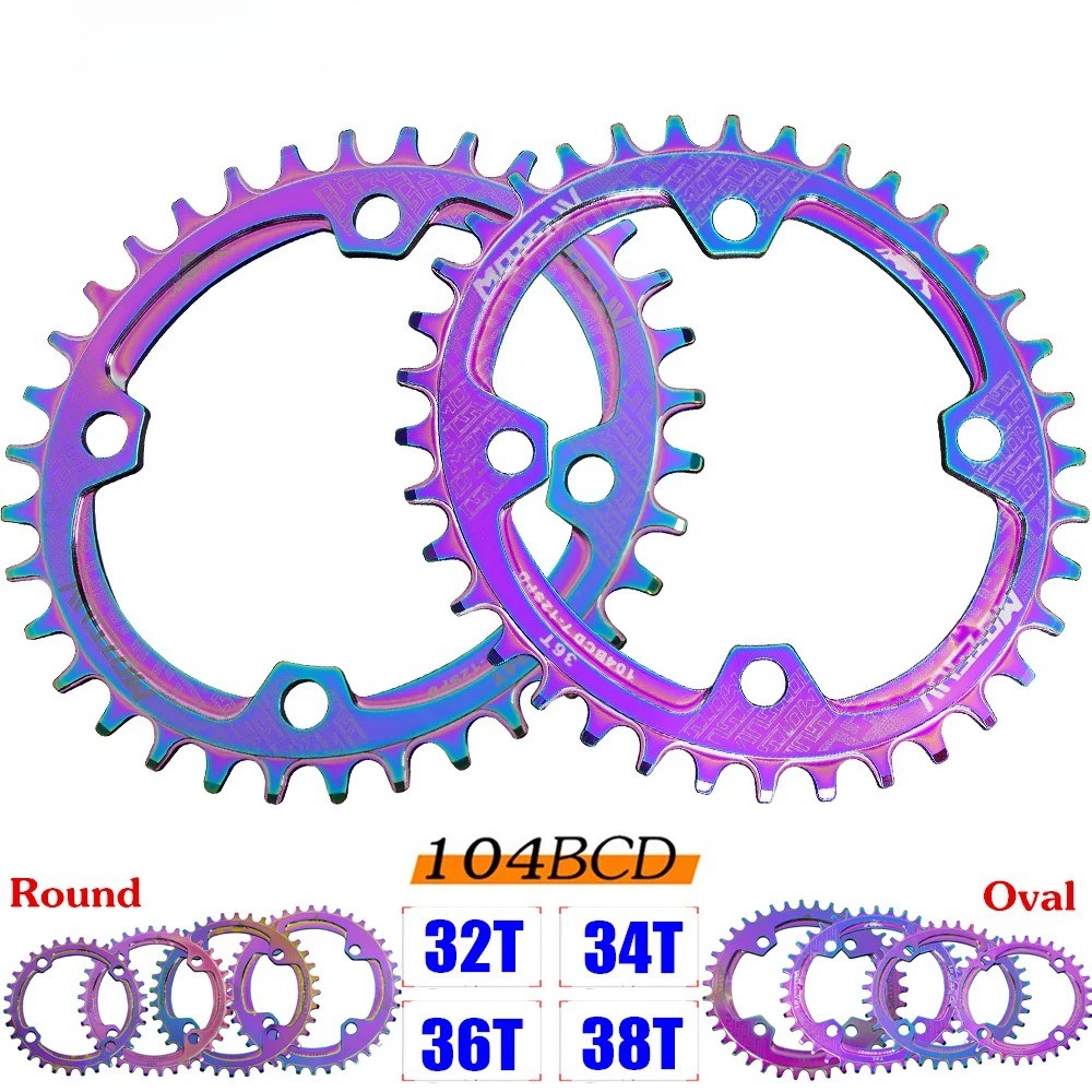 MTB Bicycle Narrow Wide Chainring 104BCD 32T 34T 36T 38T Round Oval Chainwheel