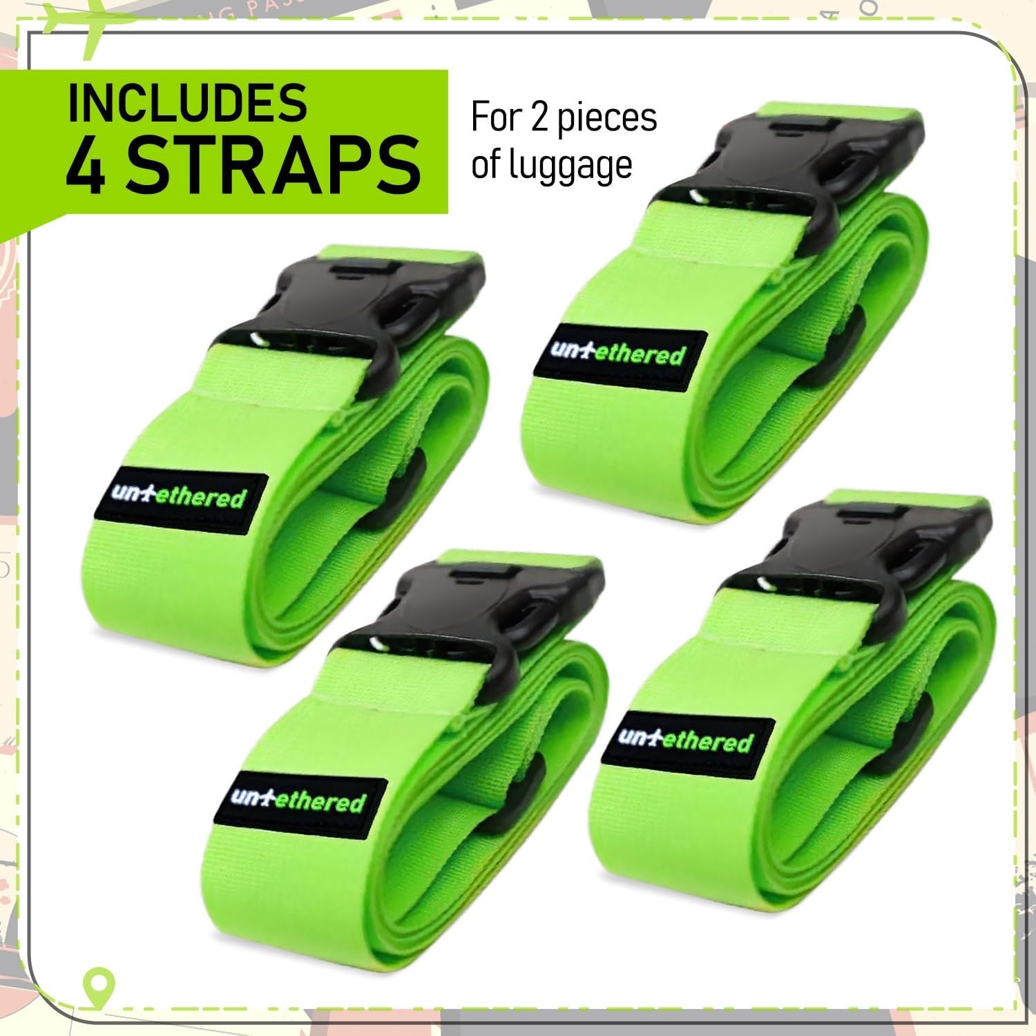 Luggage Straps for Suitcases 4 Pack TSA Approved Travel Essentials Luggage Strap