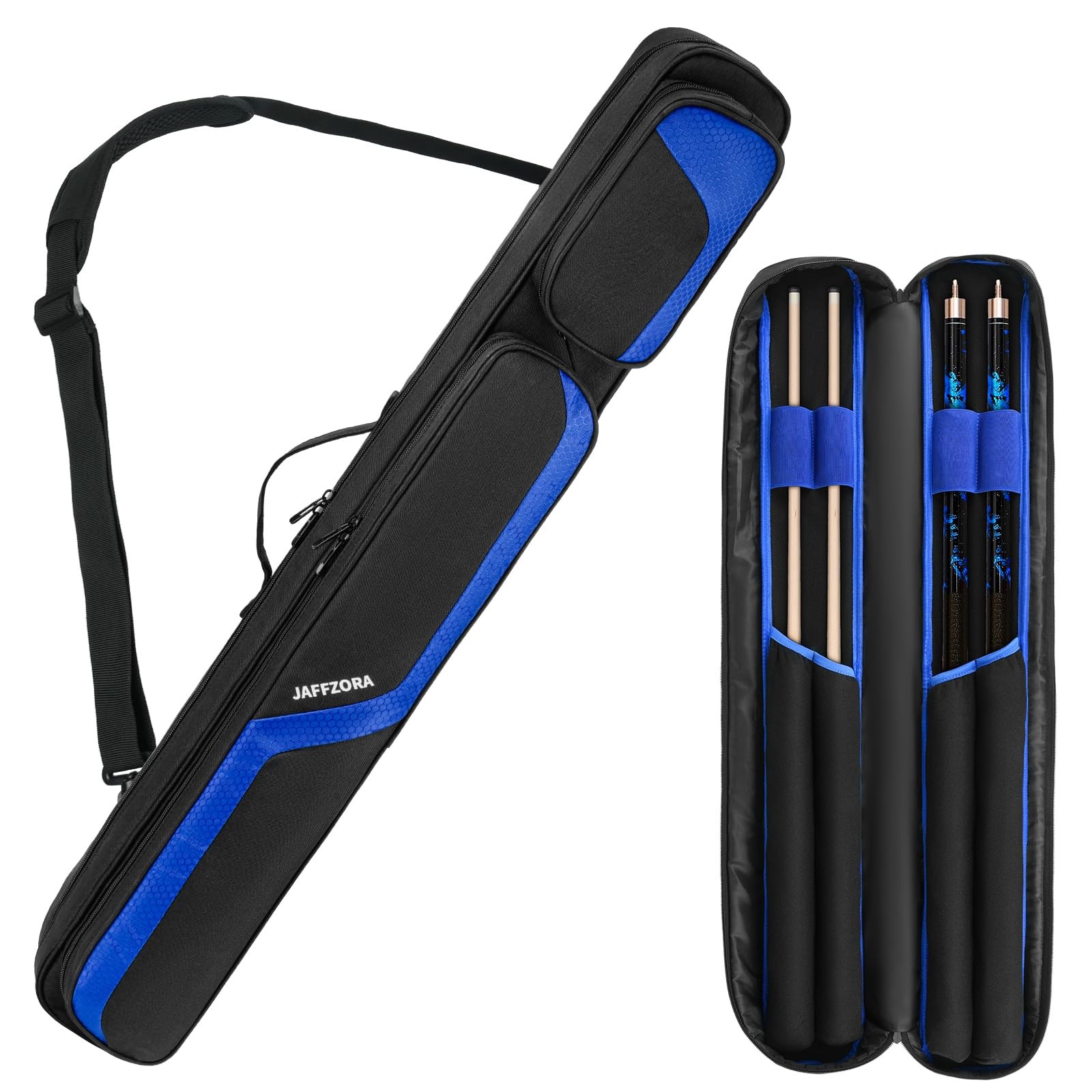 Pool Cue Case 2x2, Pool Stick Carrying Case Holds 2 Butts and 2 Shafts, Soft ...