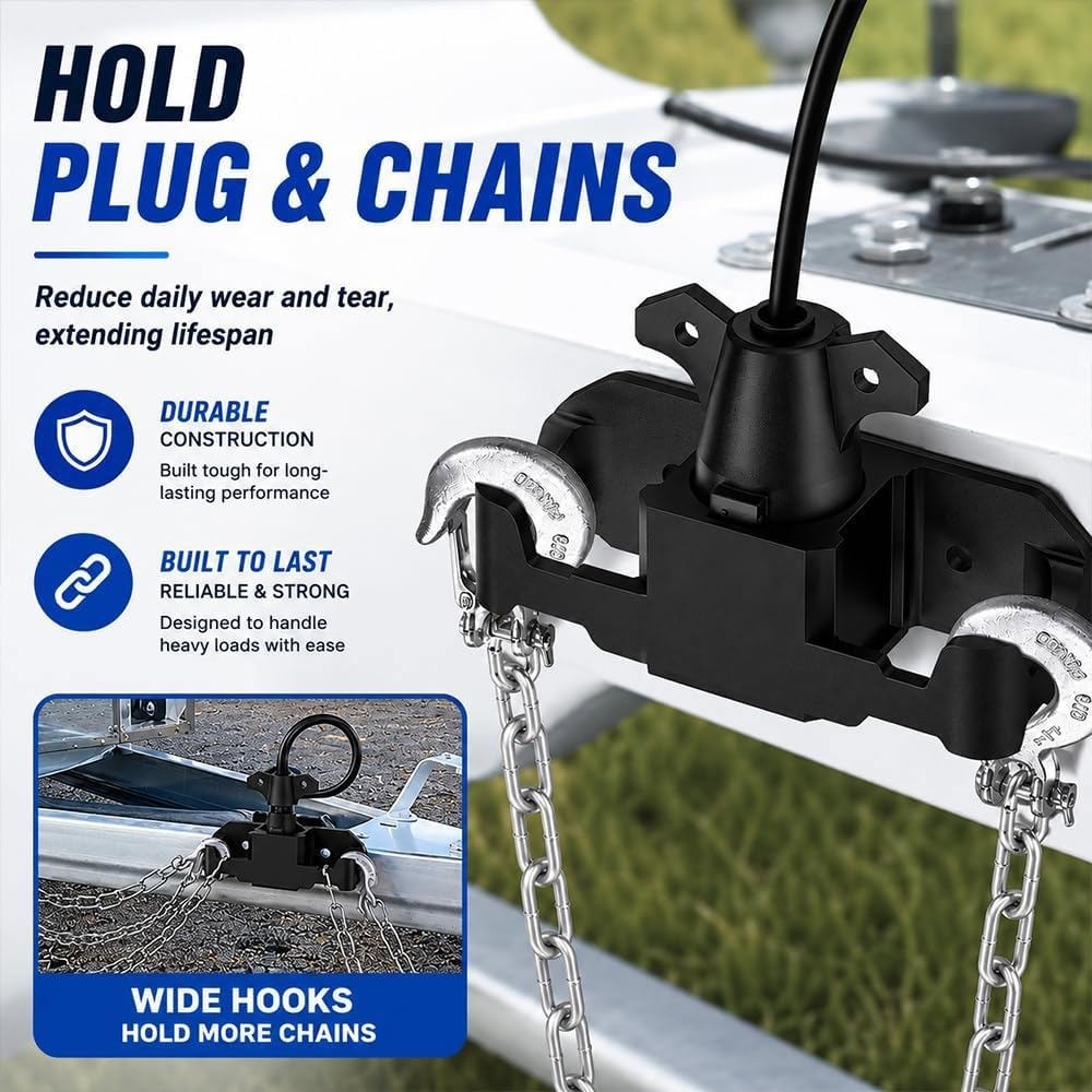 Trailer Towing Organizer for 7 Way Plug Hook Chain Cable Wire Harness Holder Kit