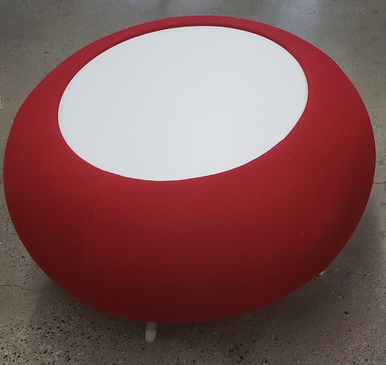 Pebble Stool Pouf Ottoman in Boucle Modern Contemporary Design RED with TableTop