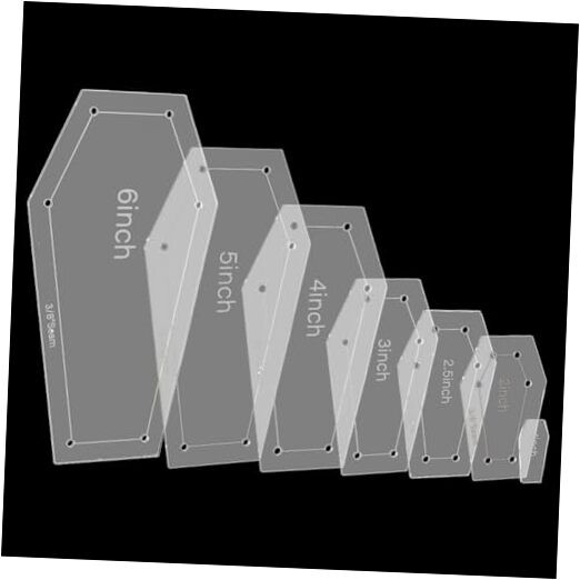 7 Pcs Acrylic Quilting Templates, 7 Sizes Clear Sewing Template Acrylic Coffin