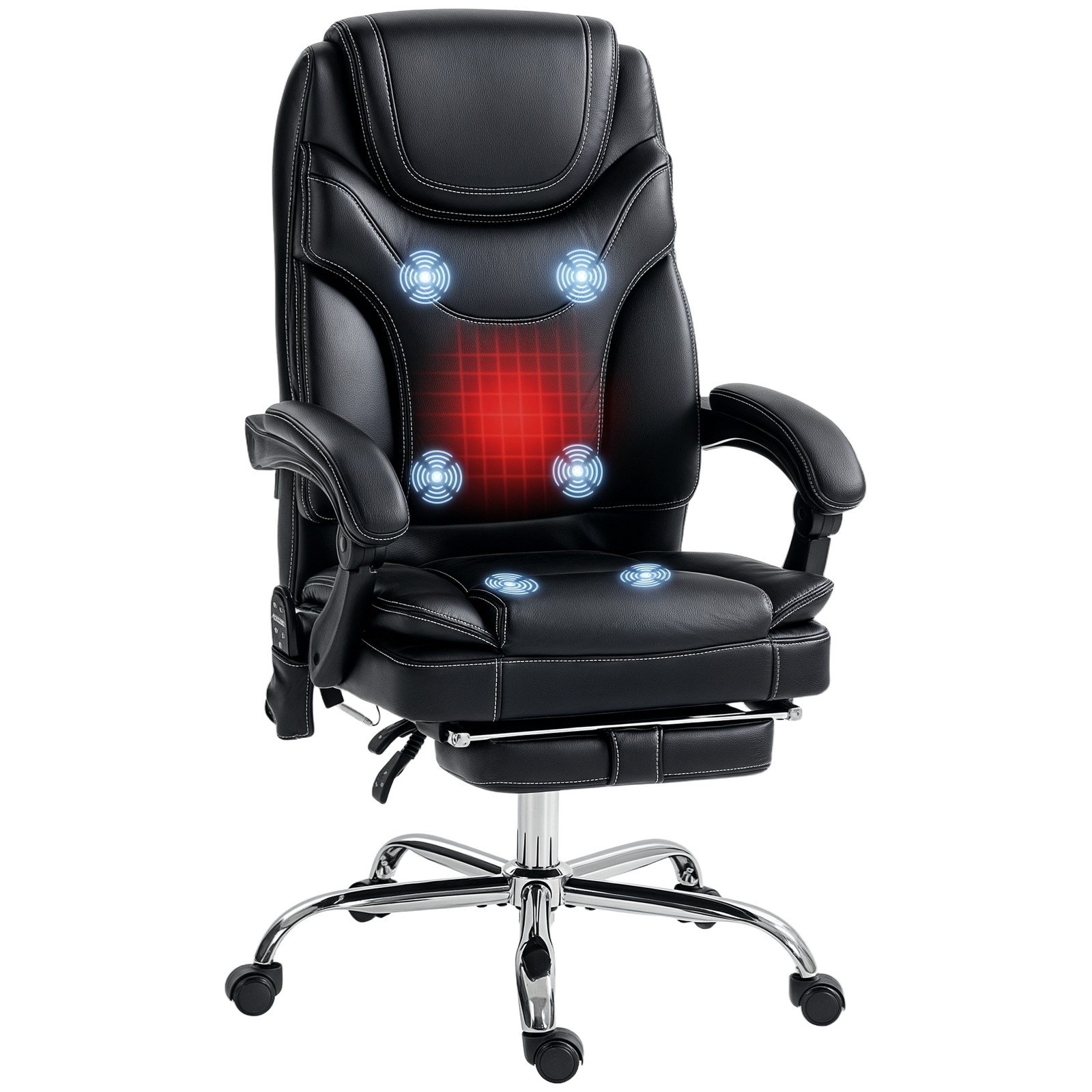 Vinsetto PU Leather Vibration Massage Office Chair with Heat, Black