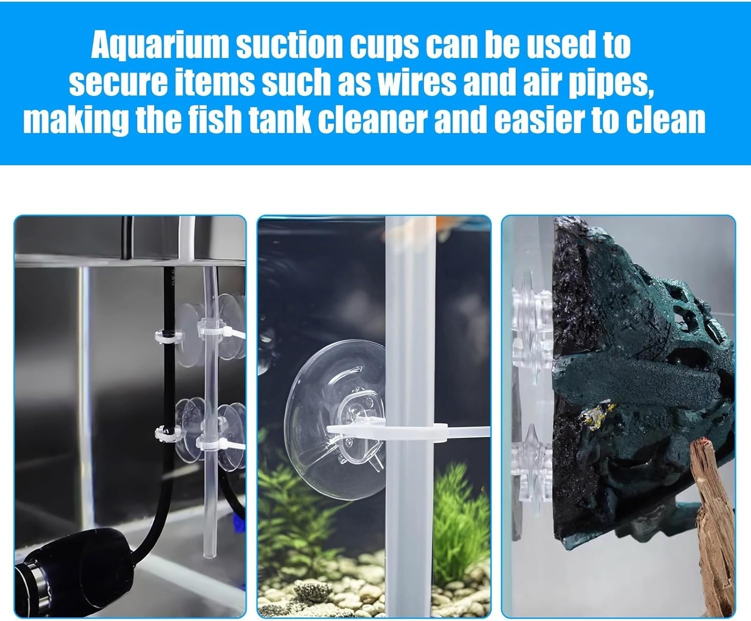 Paquete de 20 ventosas con 40 bridas para decorar peceras de acuario y nidos de