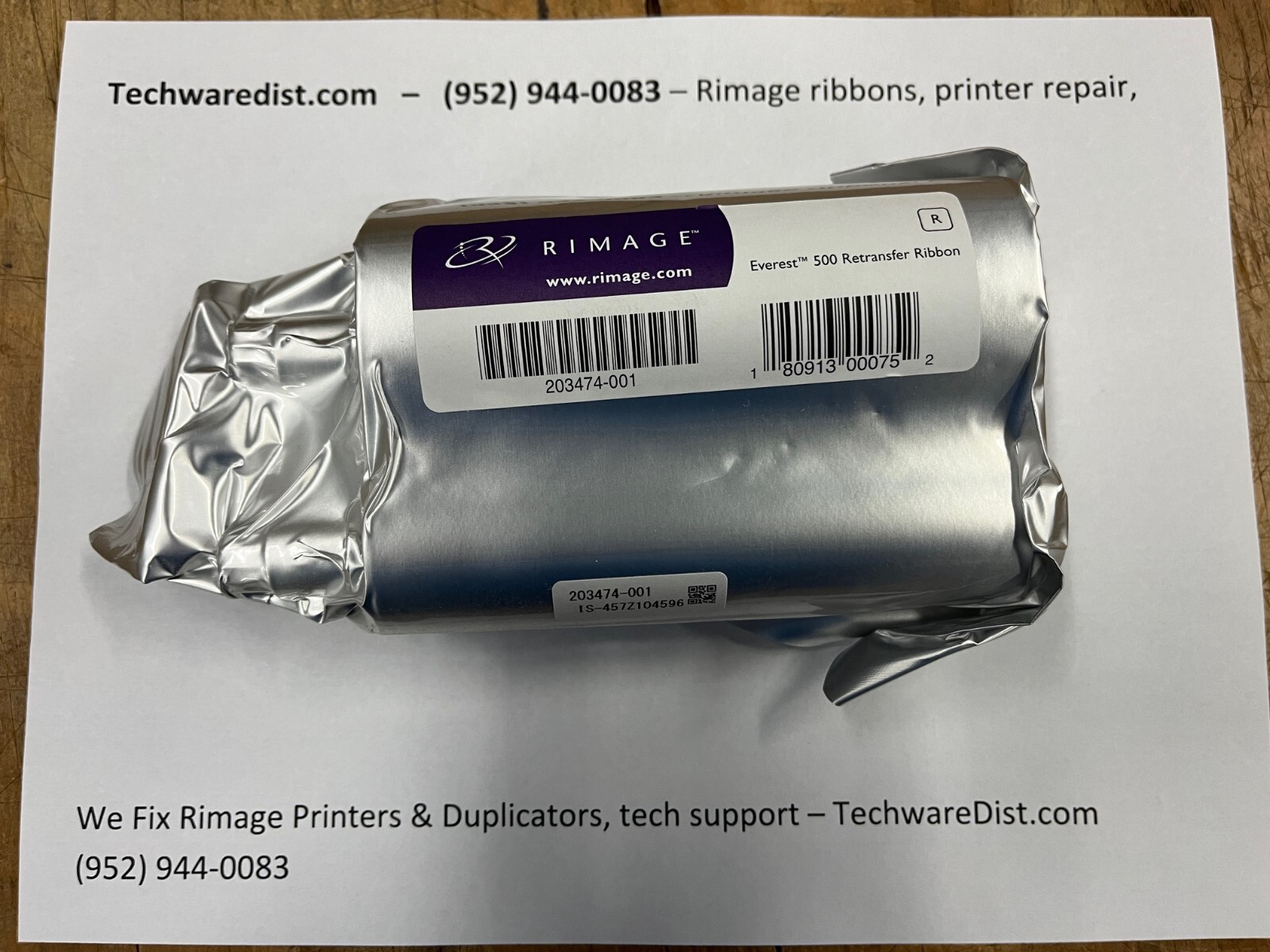 Rimage Everest III Retransfer Ribbon # 203474-001, new, sealed, 500 prints