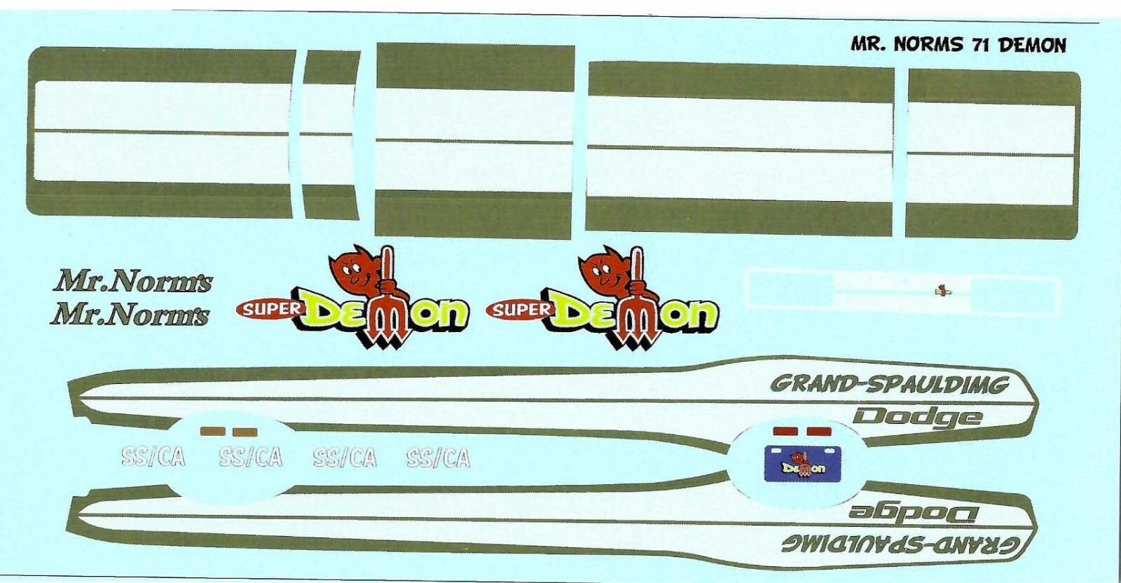 Yesteryear Mr Norms 71 Demon 1/25 waterslide Drag decal