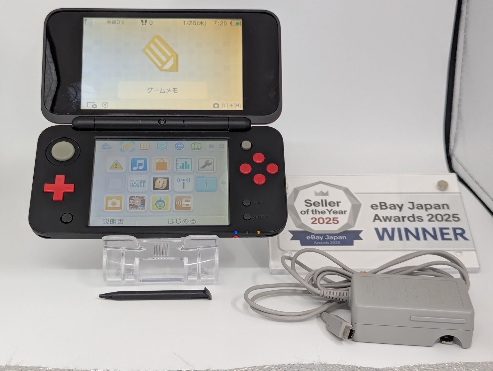 Nintendo New 2DS LL XL console Black x Red Japan fx w/adapter