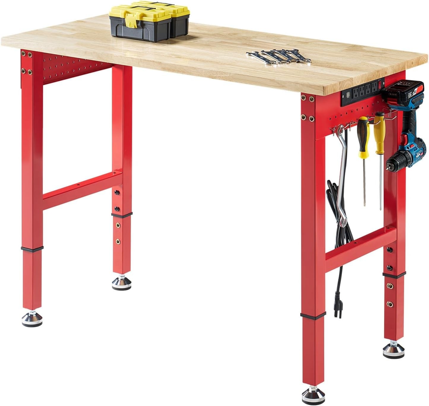 44x20 Adjustable Workbench with Power Outlets 2000 LBs Heavy Duty Work Table