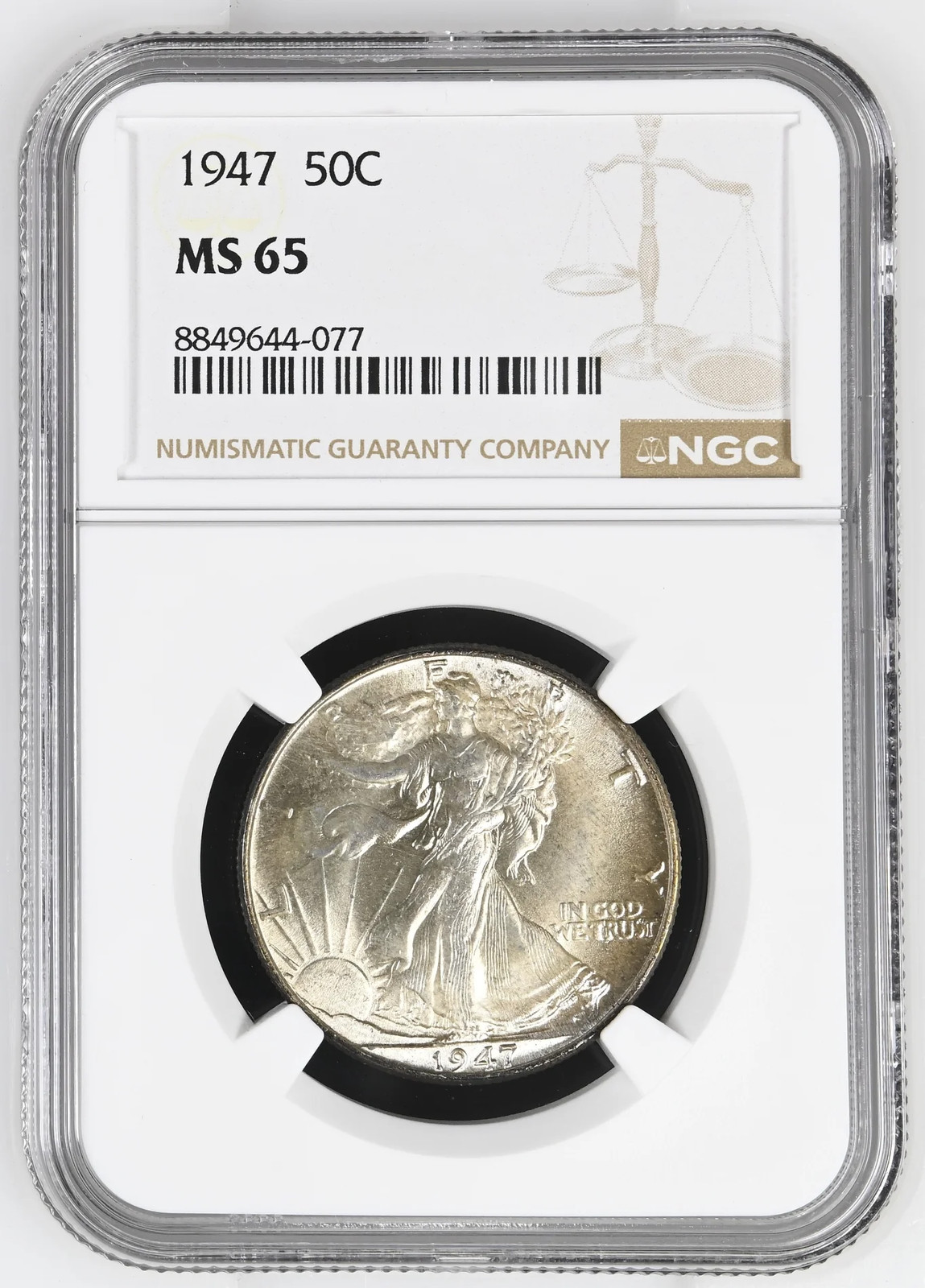 1947 Walking Liberty Half Dollar NGC MS-65 TONED