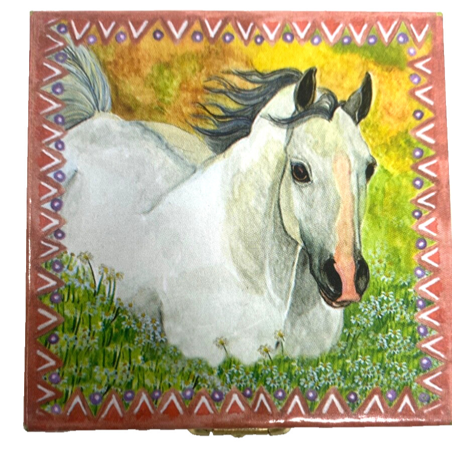 Horse in Meadow Mini Treasure Hinged Treasure Box by Enchantmints 2” by 2”