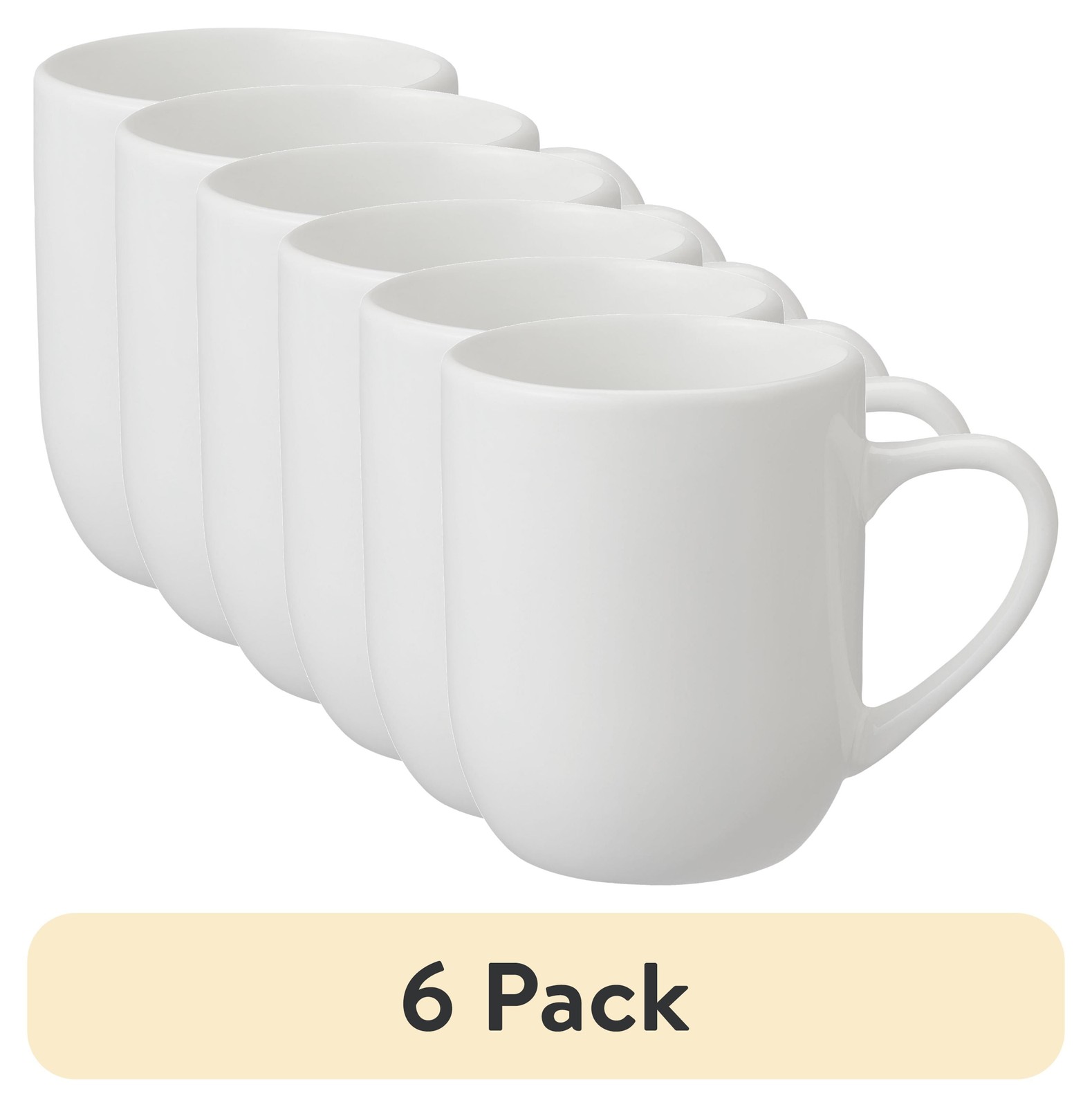 (6 pack)  12 - Ounces Glazed White Stoneware Mug