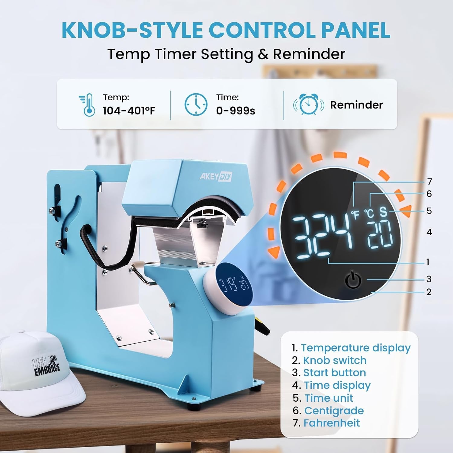 3-in-1 Auto Hat Heat Press Machine for Caps with 3 Pcs Interchangeable Platens💜