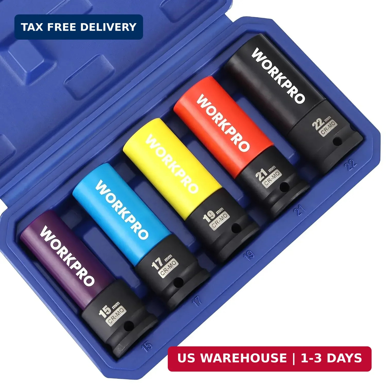 1/2" Lug Nut Socket Set, Cr-Mo Steel 15 17 19 21 22 MM Socket Set | Cr-Mo Steel