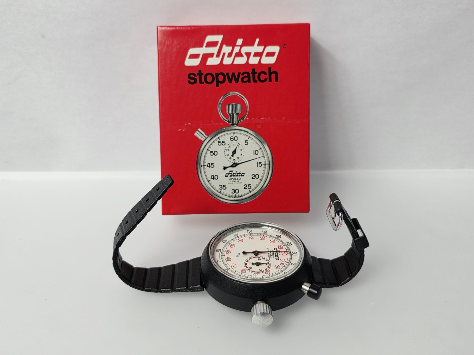 VINTAGE ARISTO APOLLO 7 JEWELS STOPWATCH #645 UNUSED IN BOX NEW OLD STOCK NICE!!