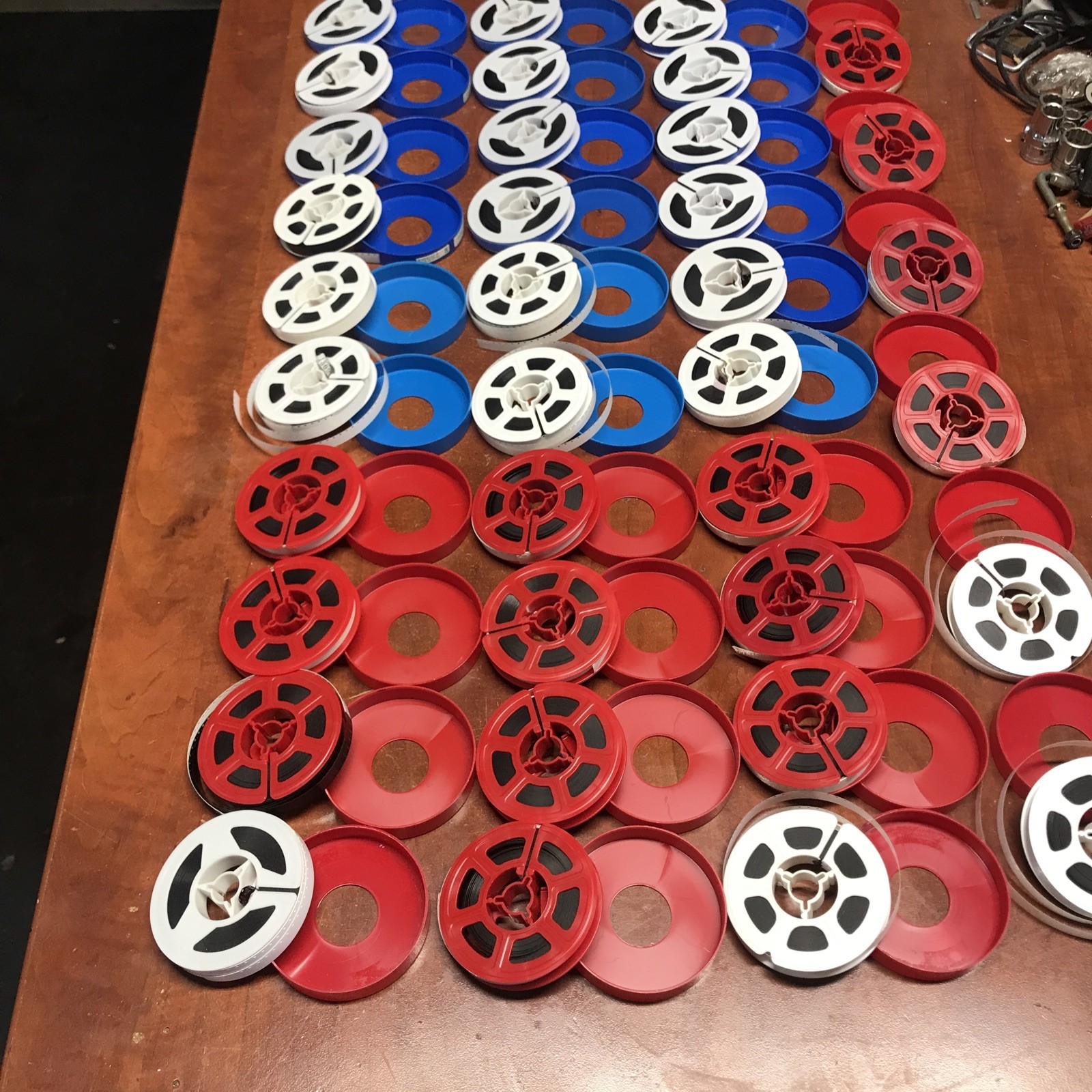 Used Vintage 36 Piece Of 3" Plastic Film Reels with Canister Containers 8 MM
