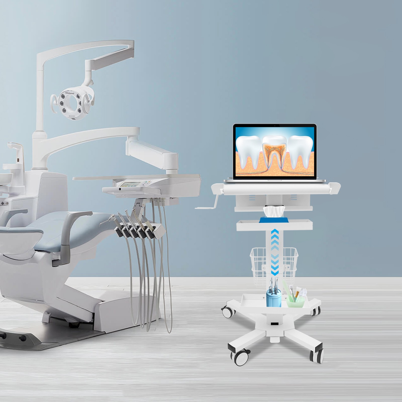 Medical Laptop Workstation Cart With Scanner Holder Storage For Hospital Clinic