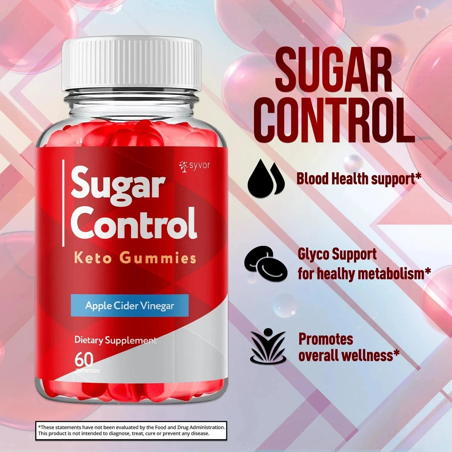 (2 Pack) Sugar Control Keto ACV Gummies 1000MG SugarControl Vitamin 120 Gummies.