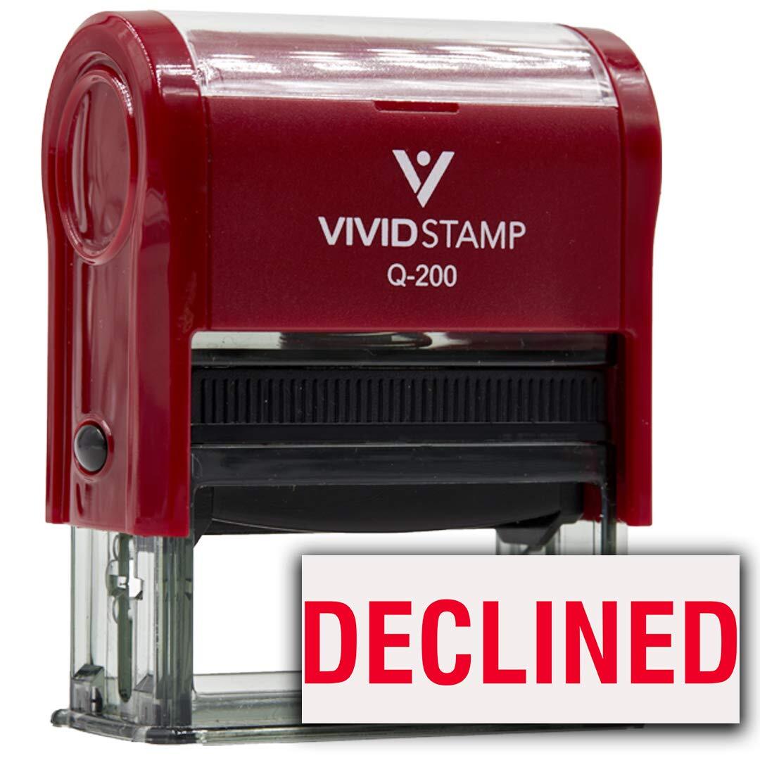 DECLINED Self Inking Rubber Stamp Red Ink Medium Size Office Accessory