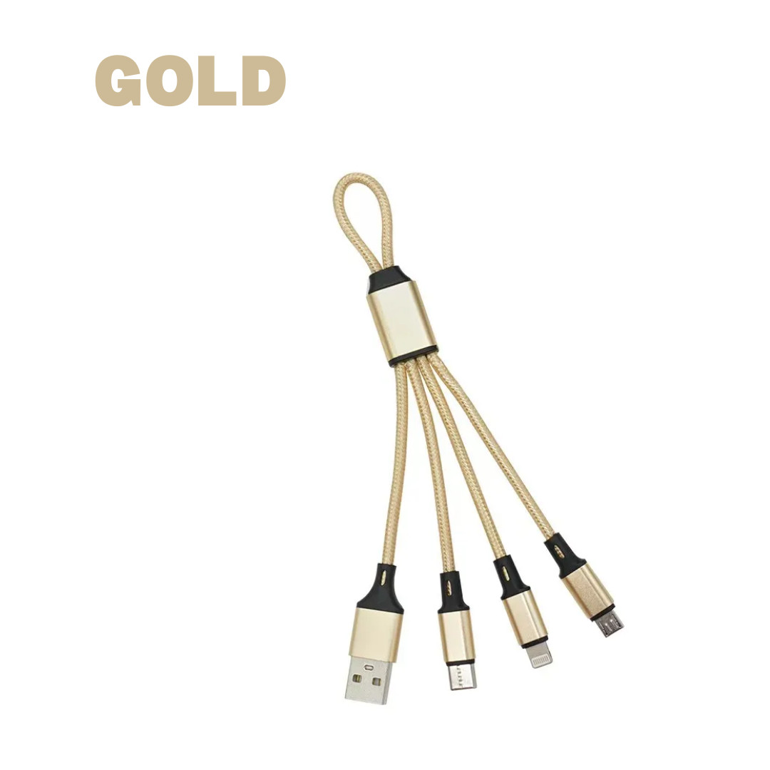 3 in 1 USB Fast Charging Cable - Short Compact Travel Friendly