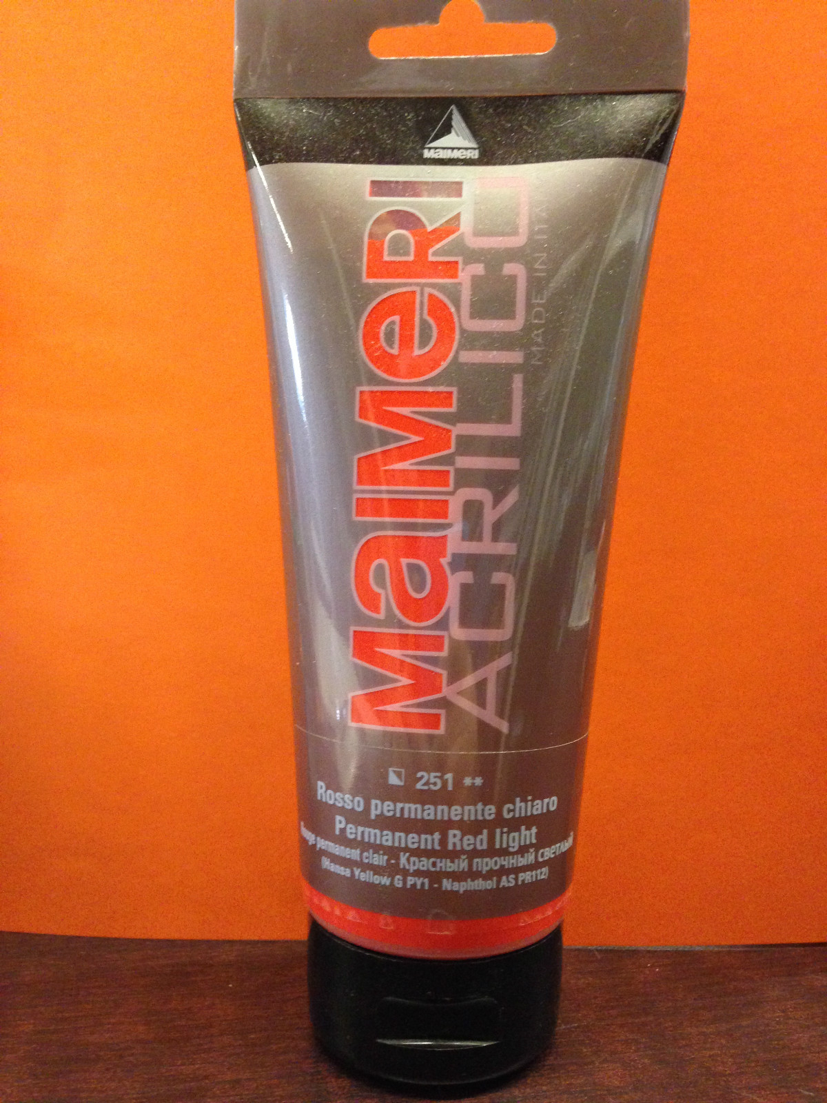 LIGHT PERMANENT RED ACRYLIC COLOR 251 MAIMERI ML 200 CANVAS DECORATION