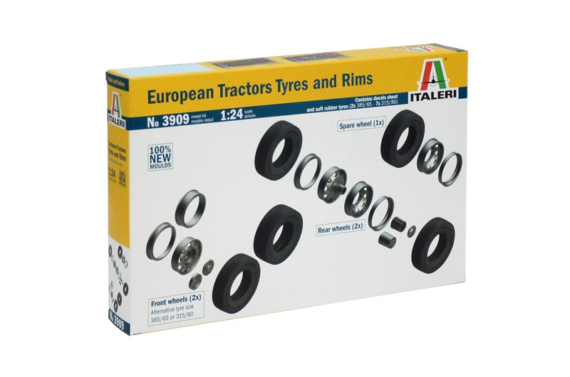 Italeri 3909 1/24 Scale Model Kit European Tractor Truck Tires & Rims Wheels Set