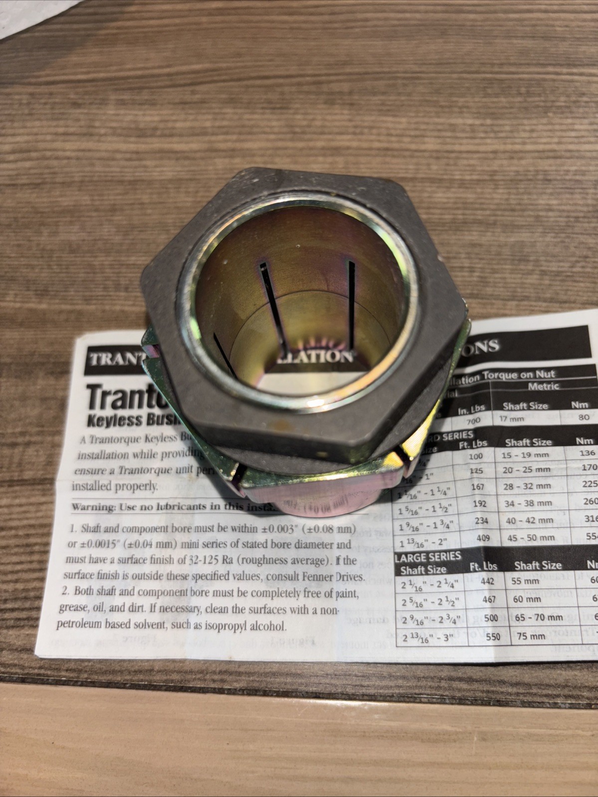 Fenner Drives 6202320 Trantorque Zinc Coated Keyless Bushing 1-1/4" 167 FT-LBS