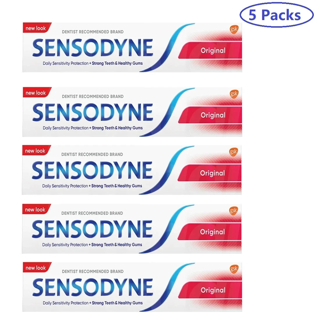 Sensodyne Original Toothpaste Sensitivity relief deep cleansing(5 Packs X 100ml)
