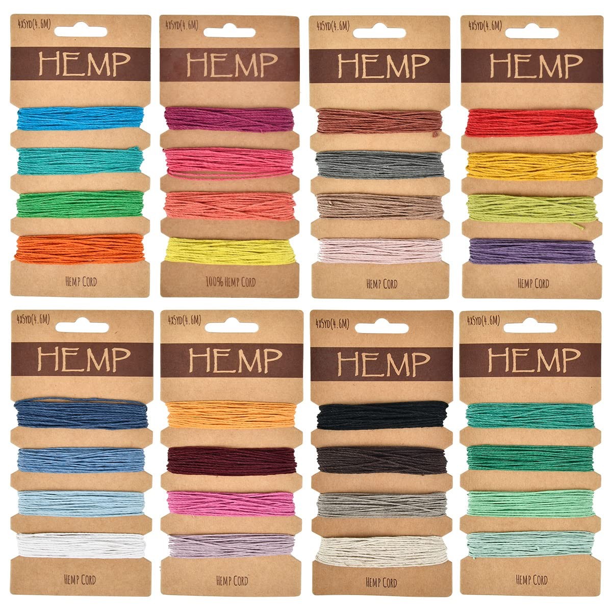 OTYMIOW 32 Colors 160 Yards Hemp Cord String for Jewelry 32Colors, Multicolor