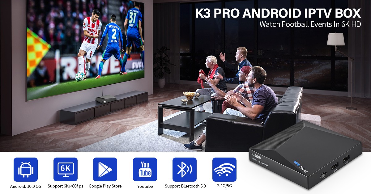 WE2USAT K3 PRO 6K Super Clear Android Smart TV Box Multi-function Media Player