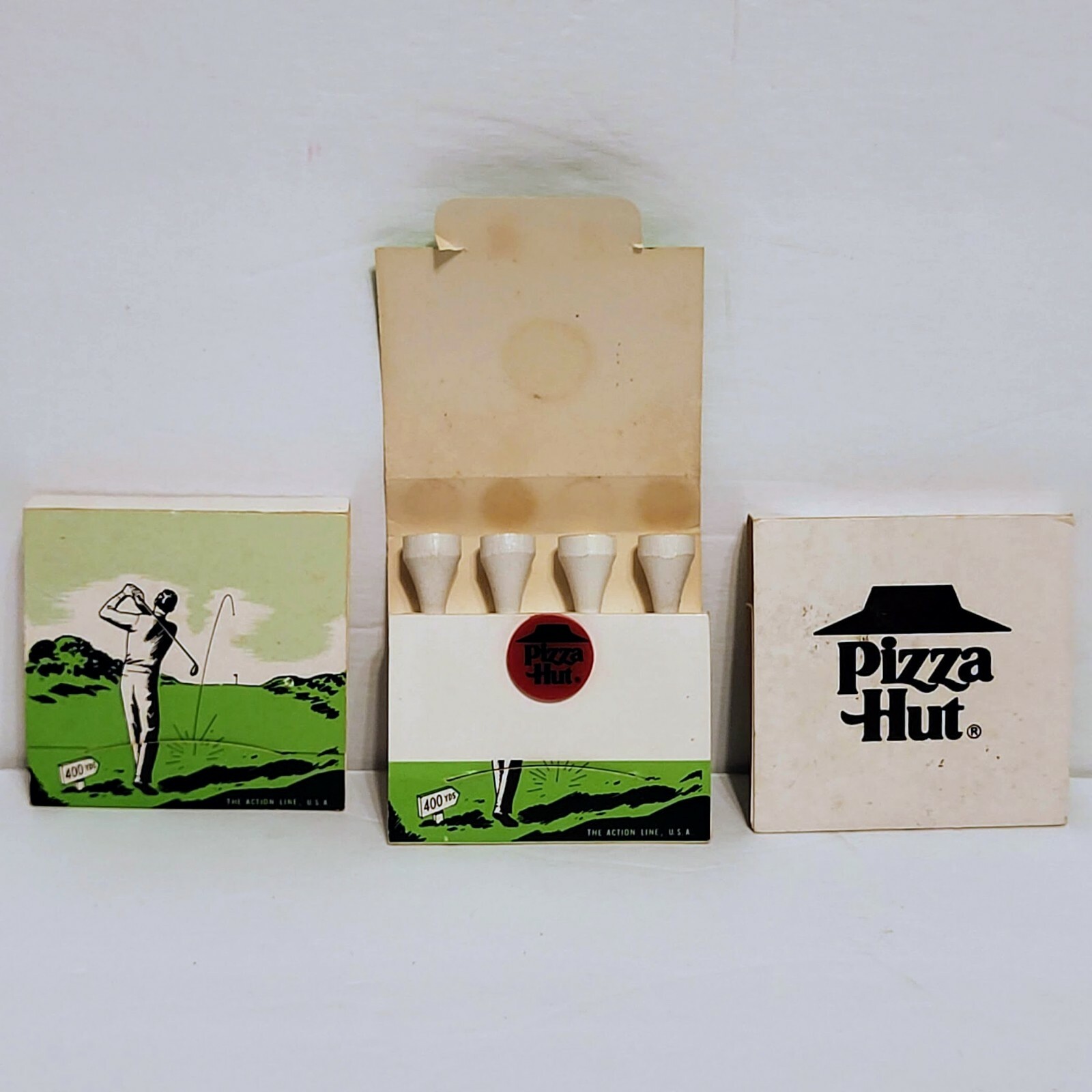 Lot 3 Packs PIZZA HUT VTG Golf Tee Set of 4 Tees & Place Marker - 12 Total Tees