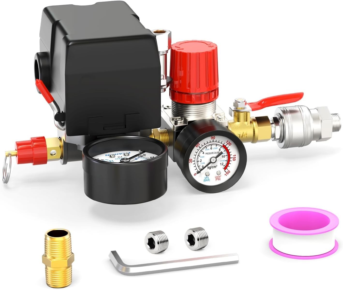 Complete Air Compressor Regulator Setup - 95-125 PSI with Essential Accessories