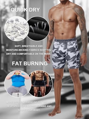 Men's Performance Compression Large 5 Pack:camo-red/ Orange/ Grey/ Green/ Blue