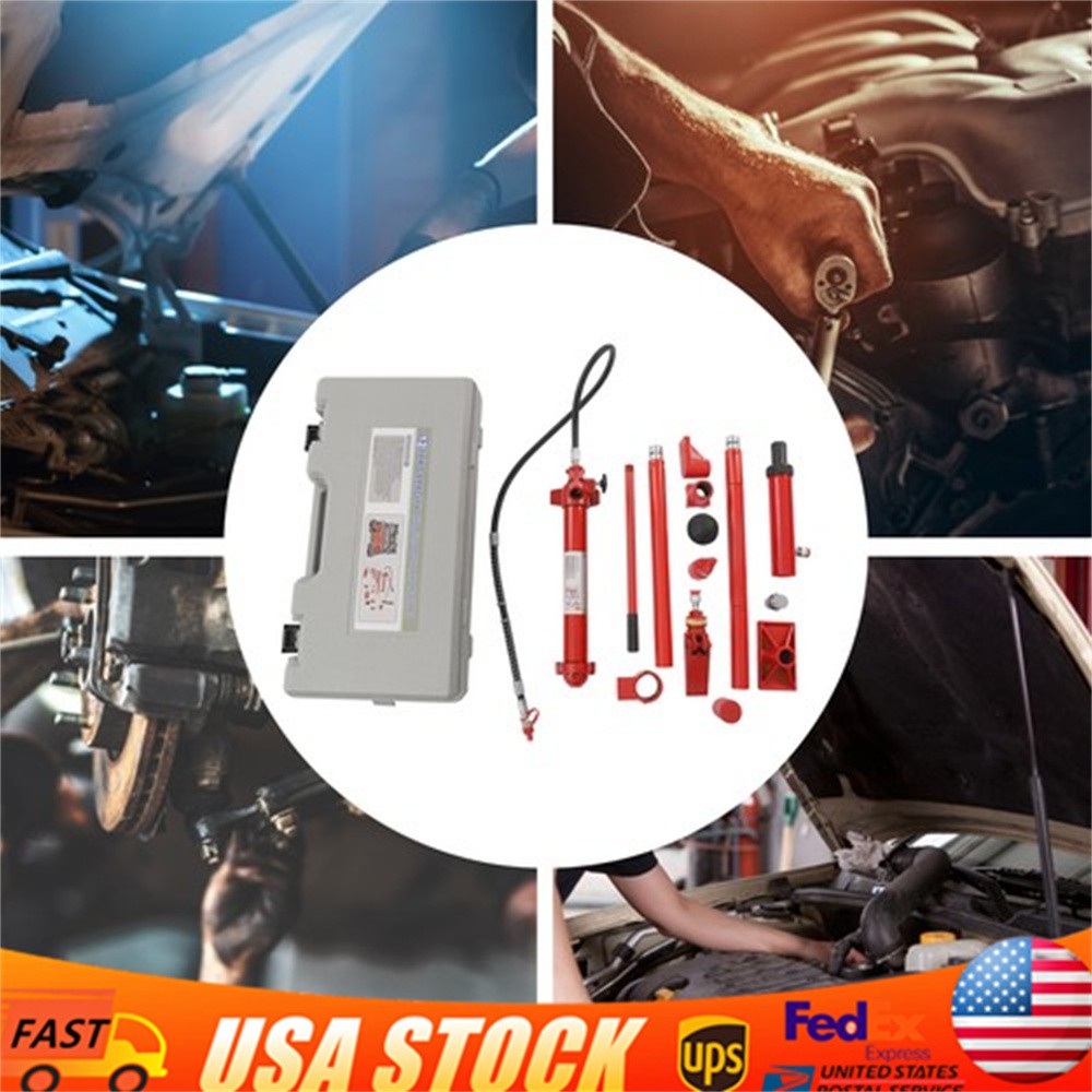 12 Ton Hydraulic Jack Air Pump Lift Ram Body Frame Porta Power Kit Heavy Duty