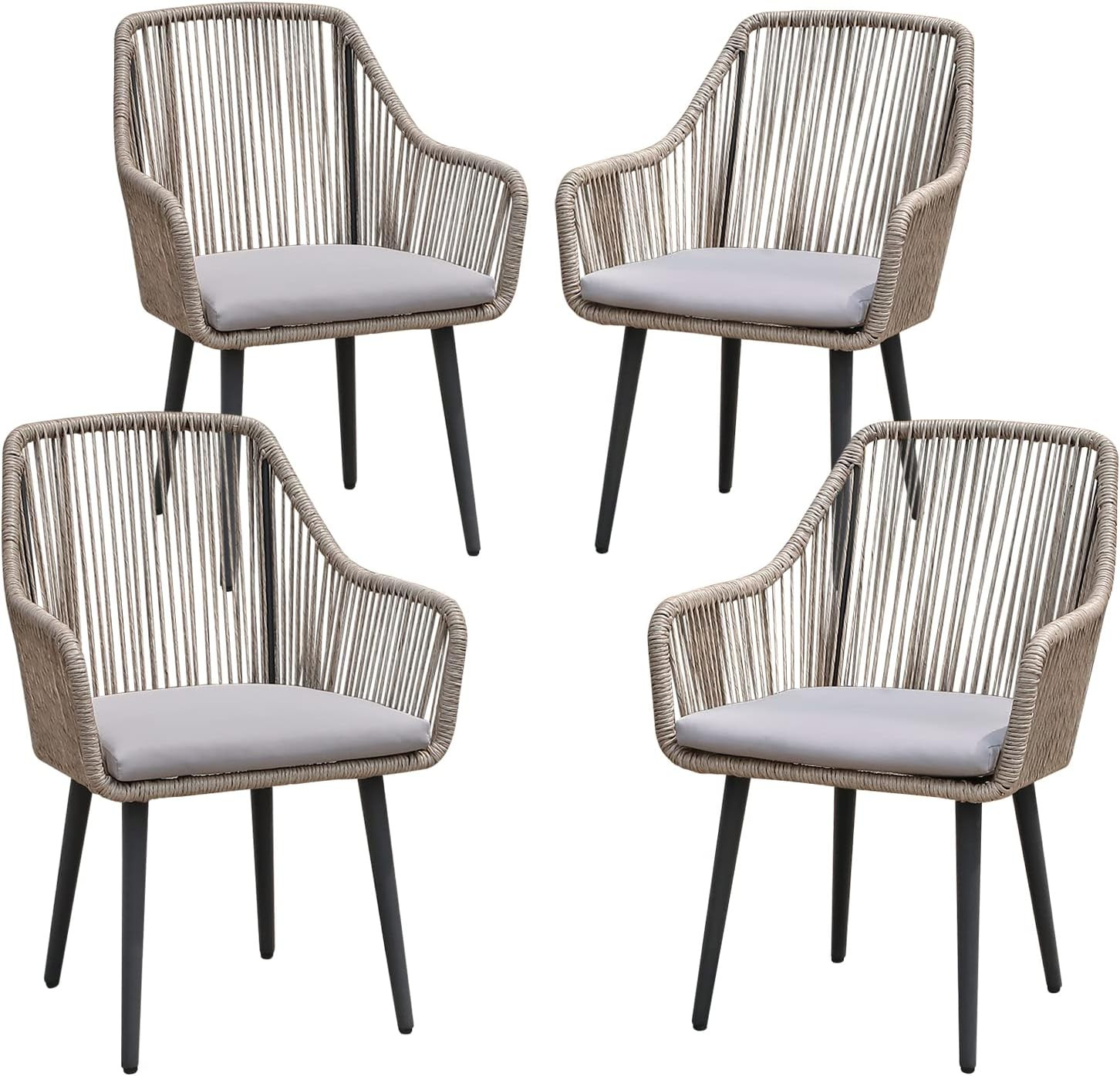 Patiorama Outdoor Dining Chairs, Patio Dining Chair Set of 4, All-Weather Woven