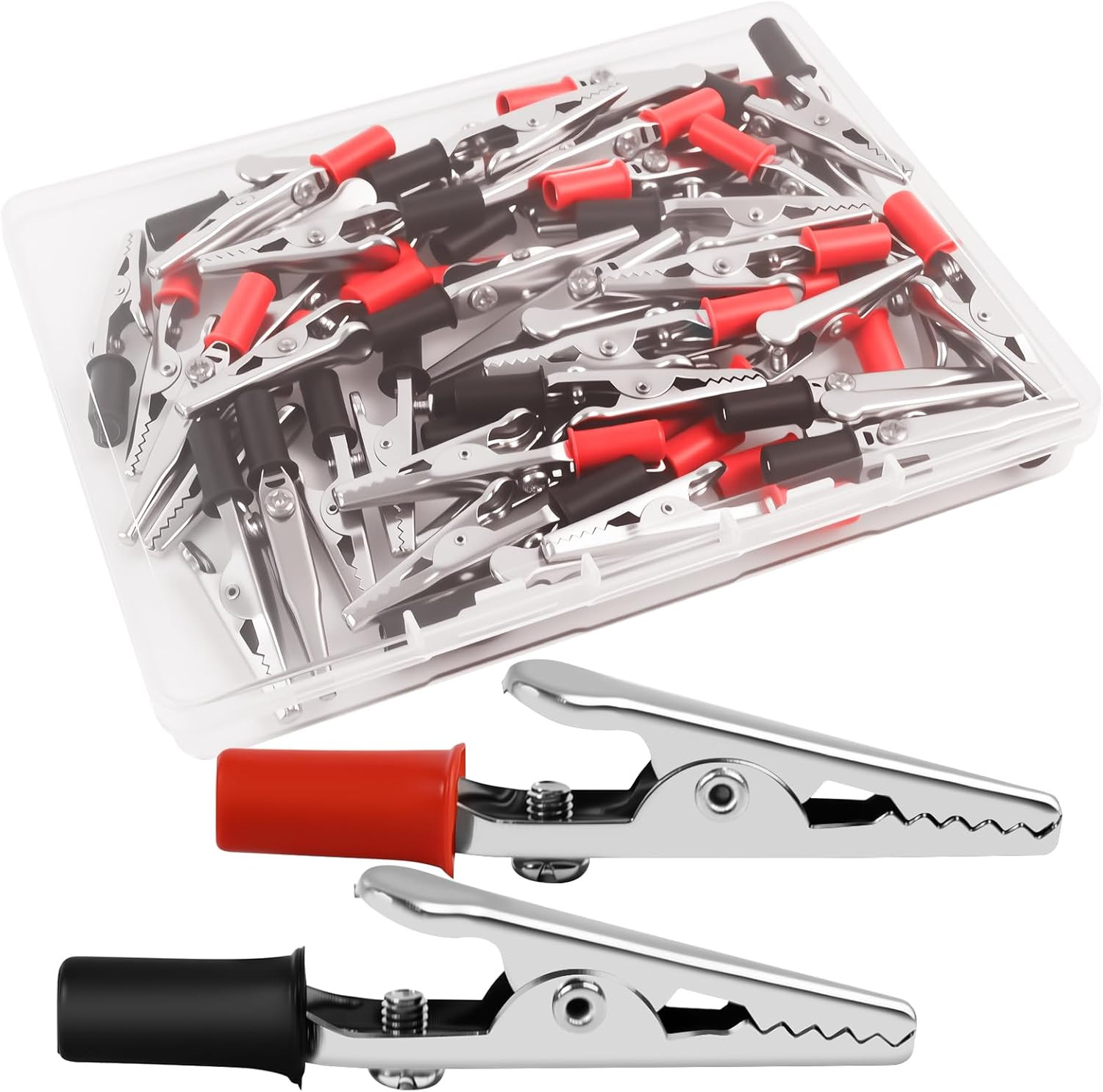 50PCS Small Alligator Clips Electrical Test Clamps with Plastic Hands - Red and