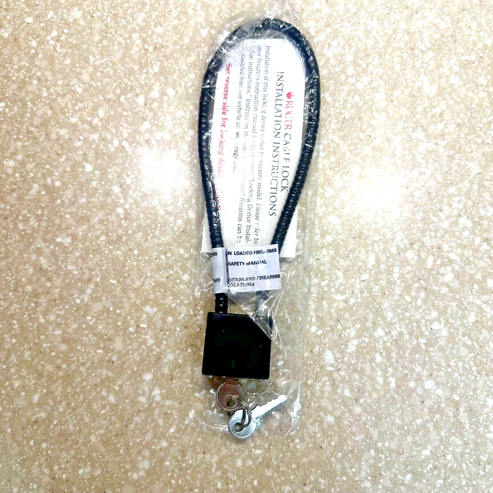 NEW Factory Ruger Cable Gun Lock Handgun Safety Lock w/ 2 Keys OEM R15LC1 8"