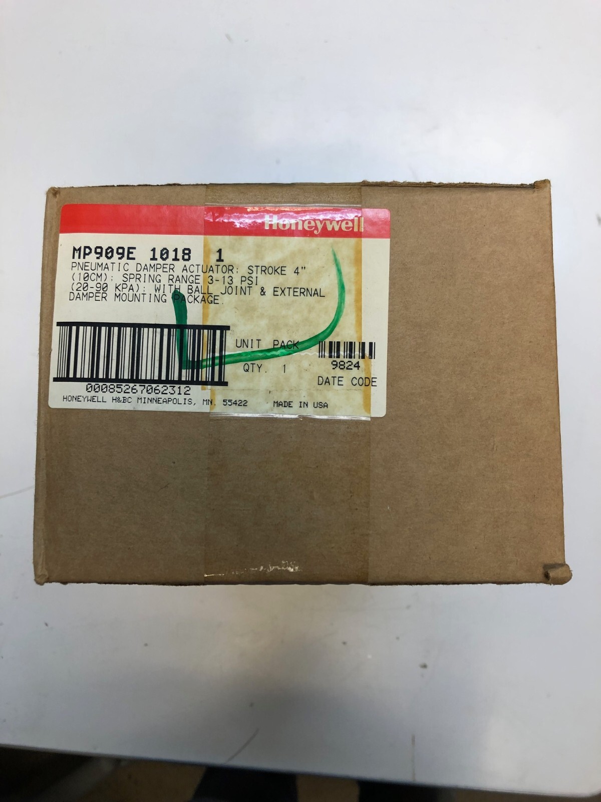 Honeywell MP909E 1018 1 Pneumatic Damper Actuator, 3-13 psi